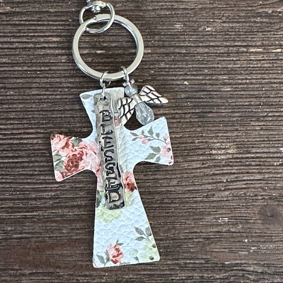 Keychain bag charm floral cross with charm - Picture 8 of 8